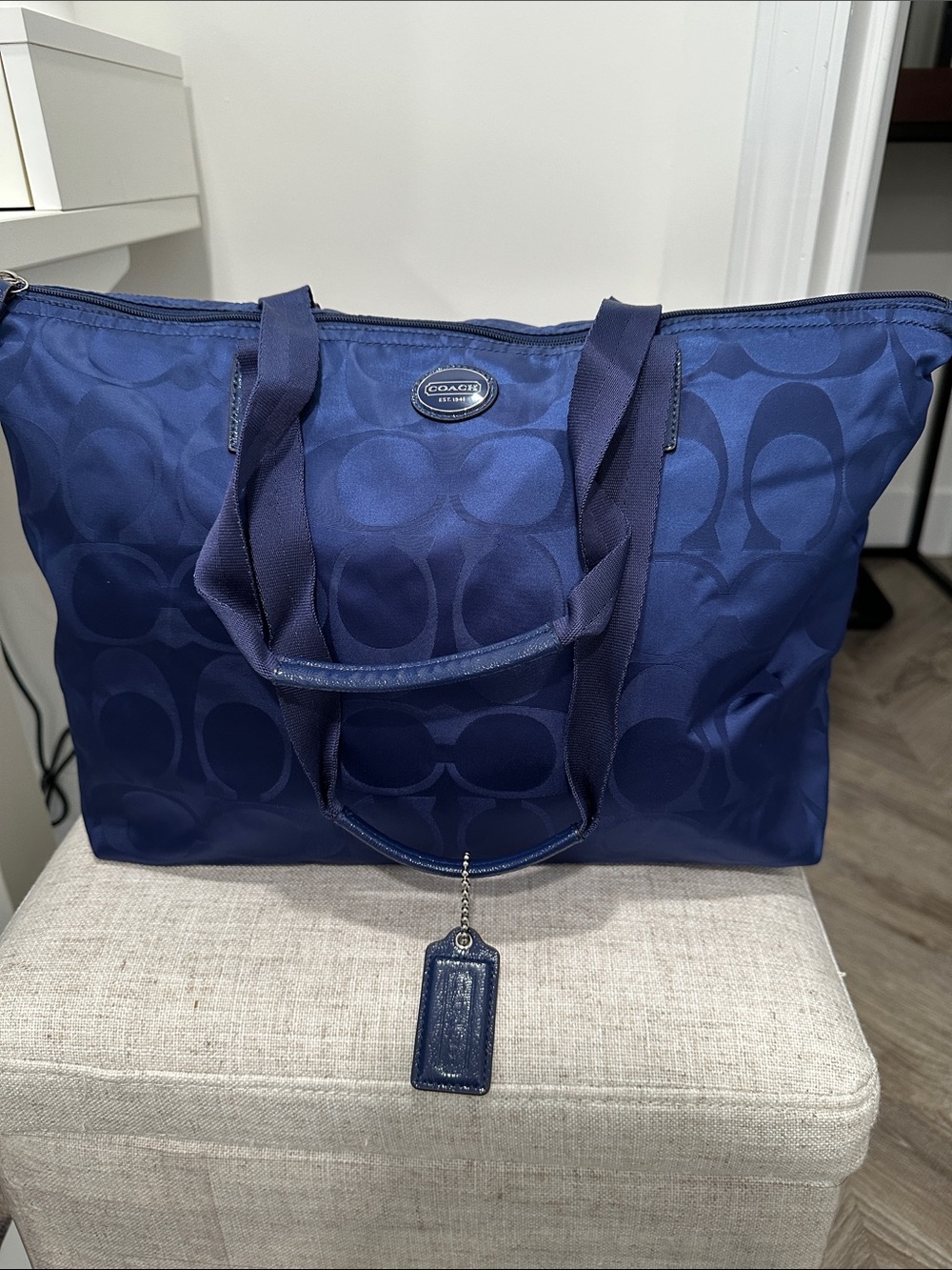 Coach Navy Signature Tote